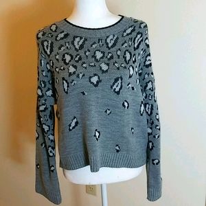 Express gray and black leopard print sweater
